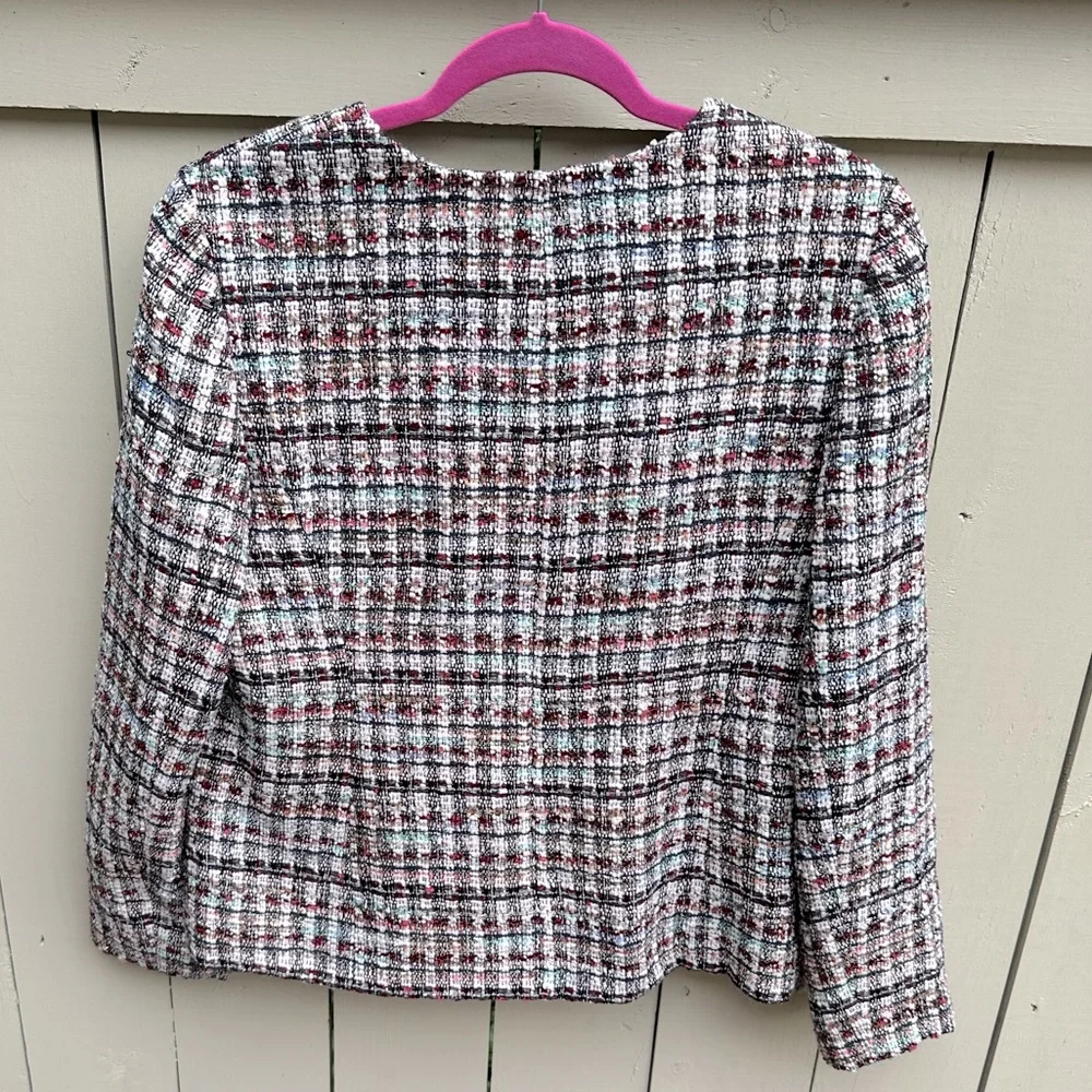 Talbots Adele Tweed lady jacket Blazer Collarless EUC Size 12 - Picture 4 of 12